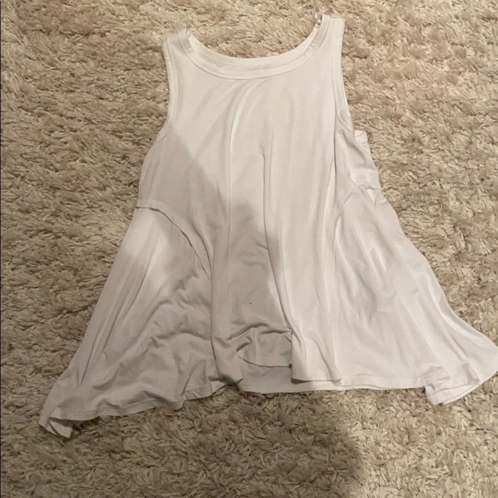 Slowey white mid length tank top